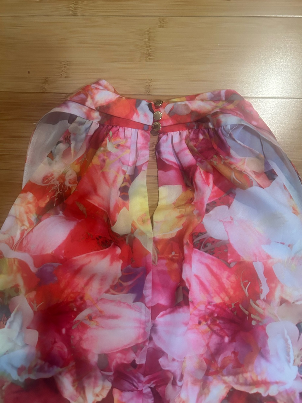 Vince Camuto Floral Sheer Blouse in Pink, Red, Yellow